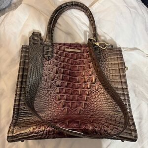 Brahmin large tote purple brown tri color